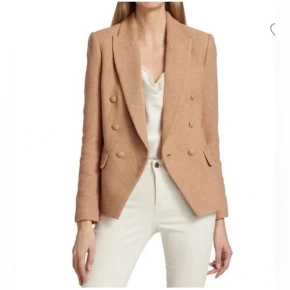 New L'AGENCE KENZIE DOUBLE-BREASTED BLAZER In Light Mocha Sz 10 $595 - Picture 1 of 8
